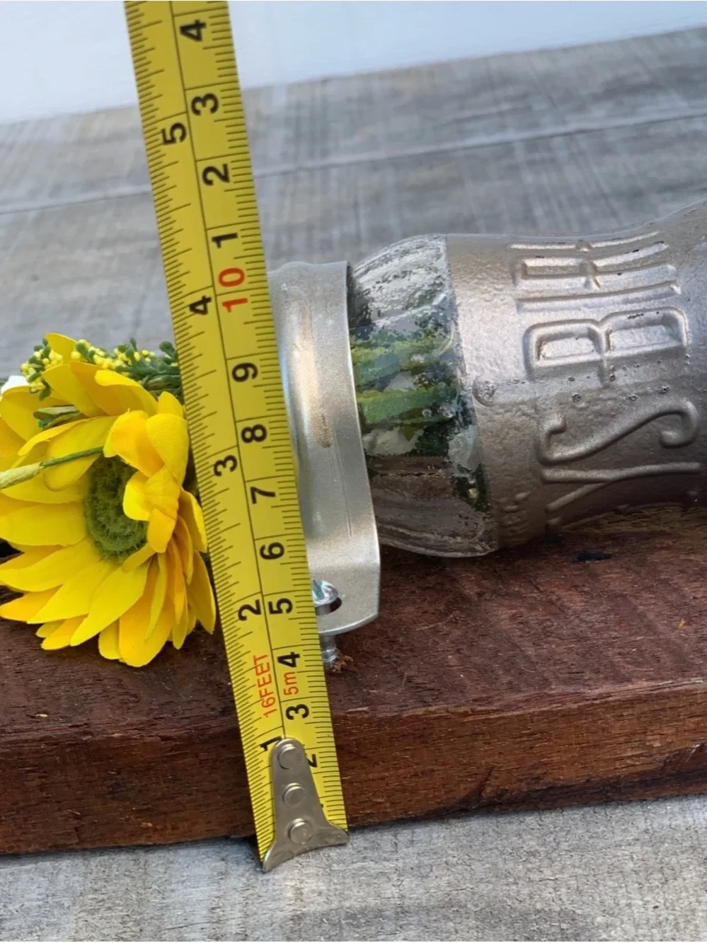 Vintage Bireleys Soda Bottle Wall Vase Rustic Live Edge Reclaimed Wood Sconce